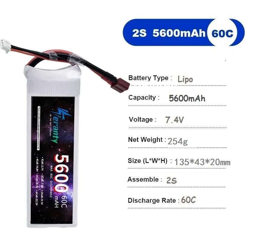 TERANTY 5600MAH 60C 2S 3S 4S 6 - Lipo Battery 4S 评论和价格
